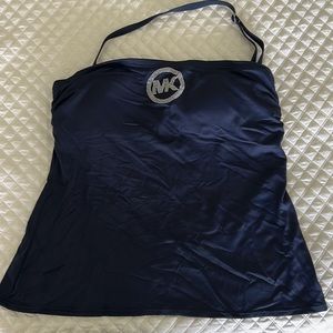 Navy tankini top by Michael Kors  adjustable & removable strap logo-on front